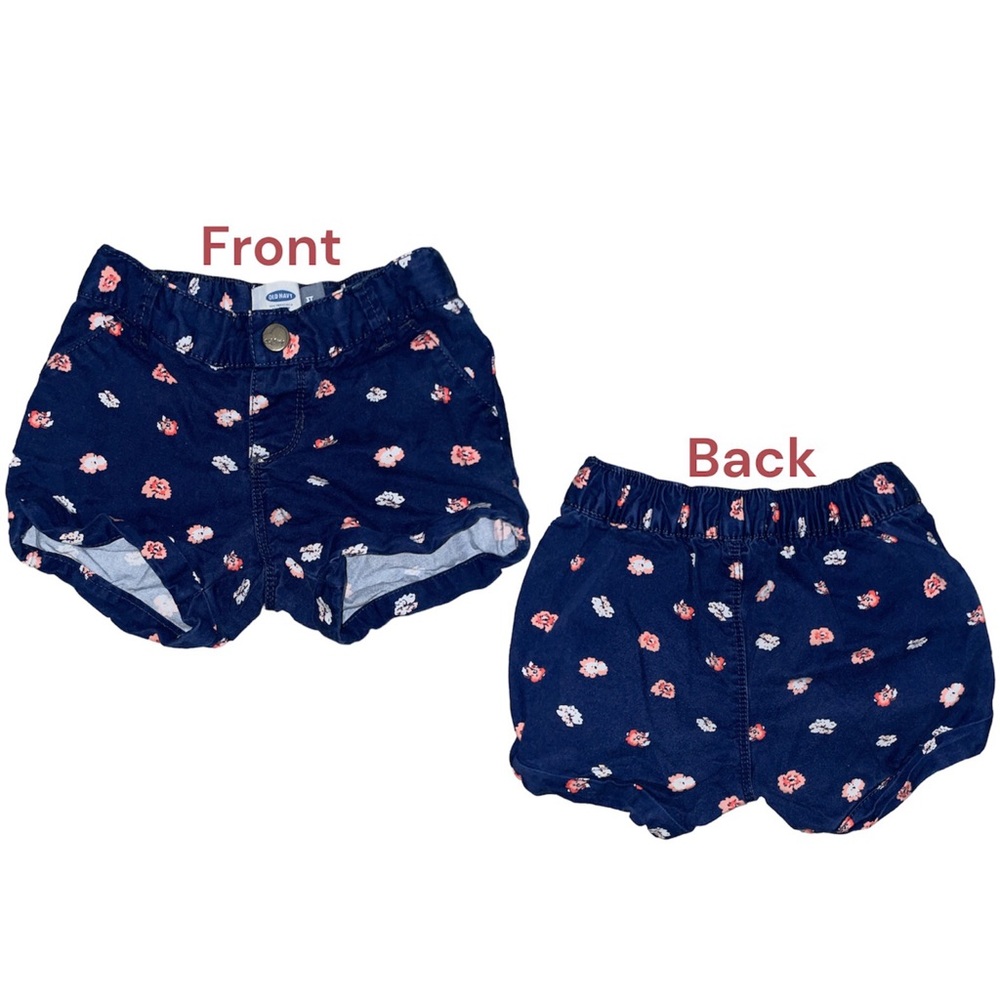 Old Navy Shorts Girls Size 3T Navy Blue Flower VGUC
